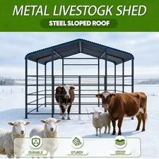 13'x13' Metal Livestock Shed Livestock Shelter for Farm Animal Shelter Free Ship