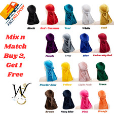 Luxury Velvet Durag Men Unisex Long Tail Soft Durag Head wraps 360 Waves Cap