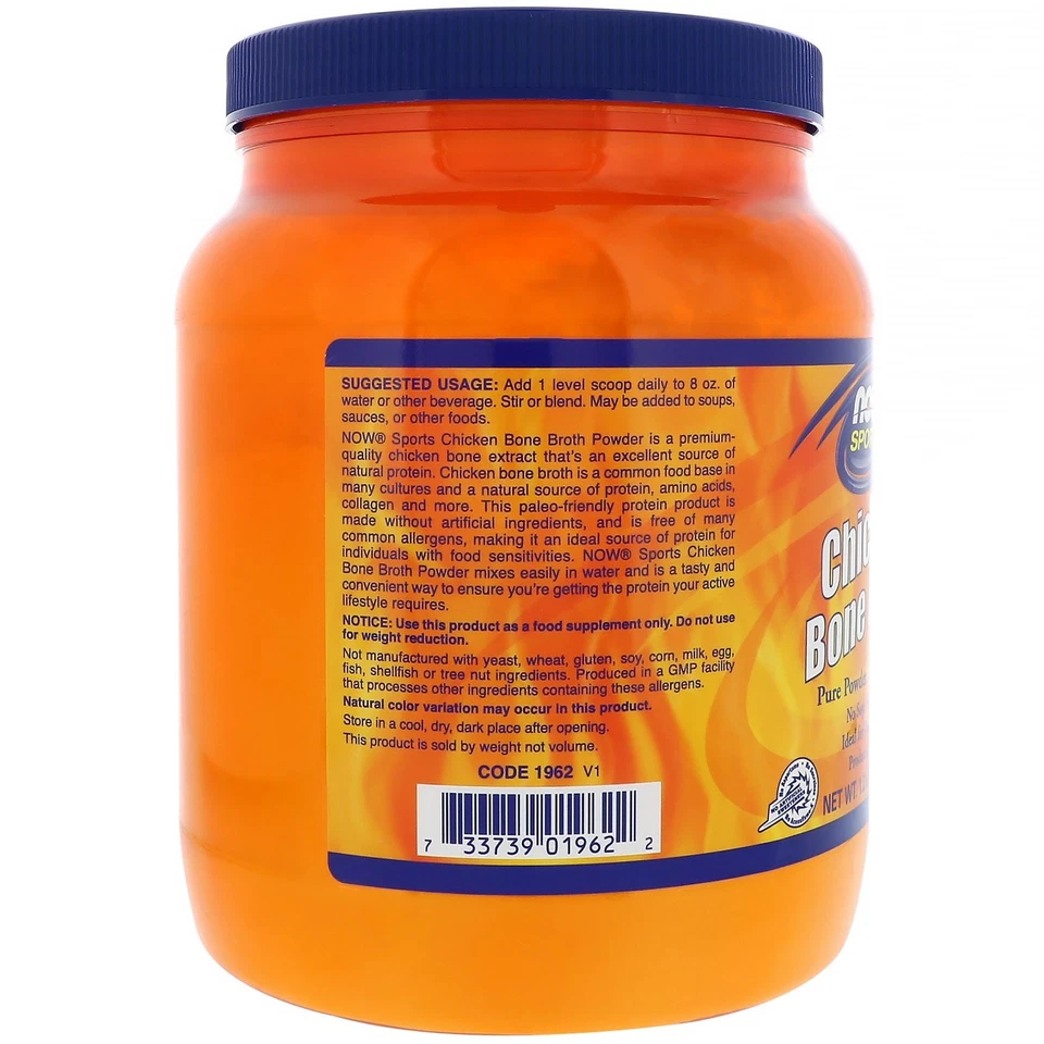 Caldo de huesos de pollo Now Foods 1 2 libras 544 g sin lácteos, calidad GMP garantizada, Foto 3 de 3