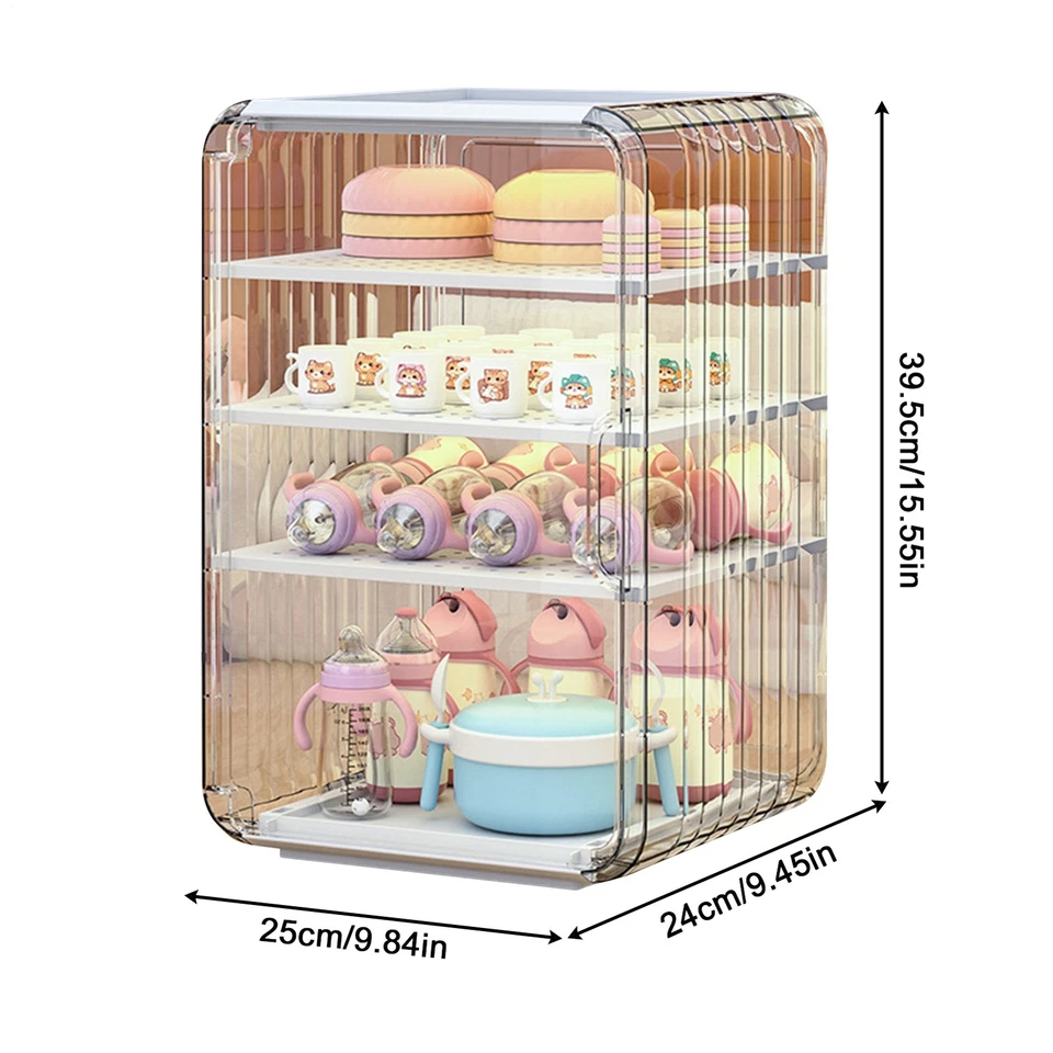 Caixa de armazenamento de talheres para bebês vertical à prova de poeira porta-copos com tampa 39,5x25x24cm - Imagem 3 de 4