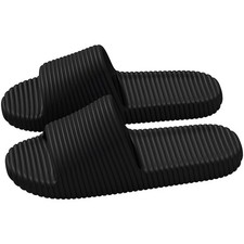 Slippers for Men Women - Comfortable Lightweight 8.5-9 Women/7-8 Men Black