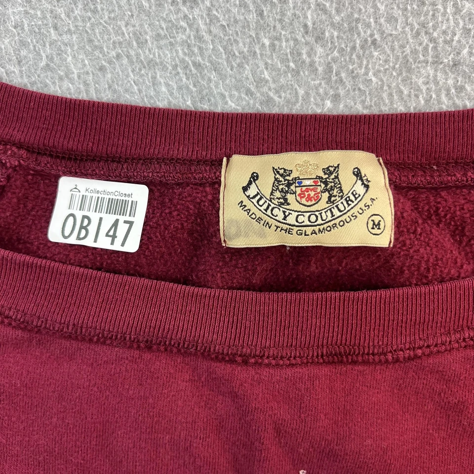 Suéter de Colección Juicy Couture Para Mujer Mediano Rojo Cresta Logo Pullover Y2K Foto 4 de 4