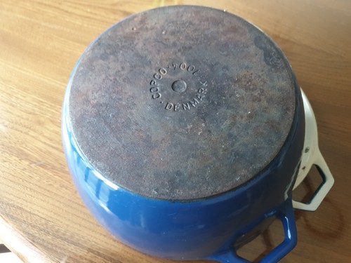 Medium Vintage Copco Blue Cast Iron Pot Casserole Saucepan & Lid, Denmark - Picture 8 of 9