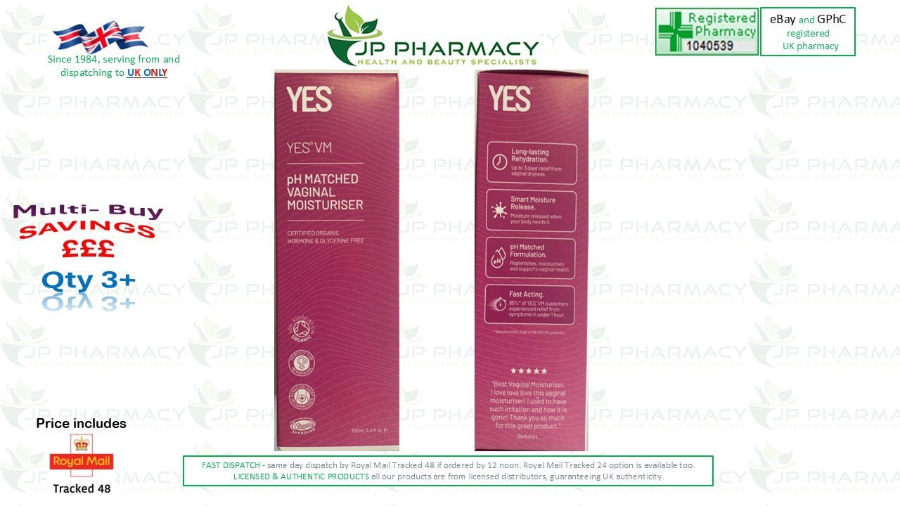 YES VM Organic Vaginal Moisturiser 100ml Tube pH Matched Long Lasting Exp. 2027 - Image 2