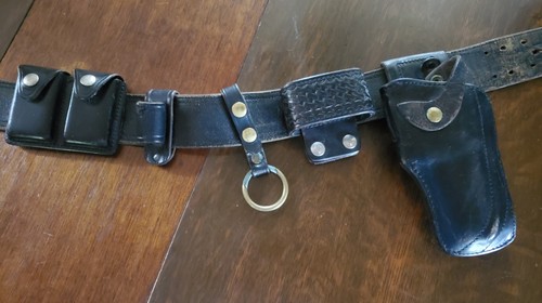 Vintage Frisbie Leather Police Belt w/ 5 Accessories: Safariland, Tex, AB Nelson