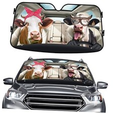 Cute Cow Couple Funny Windshield Sun Shade for Car SUV Size S 01. Cow Couple