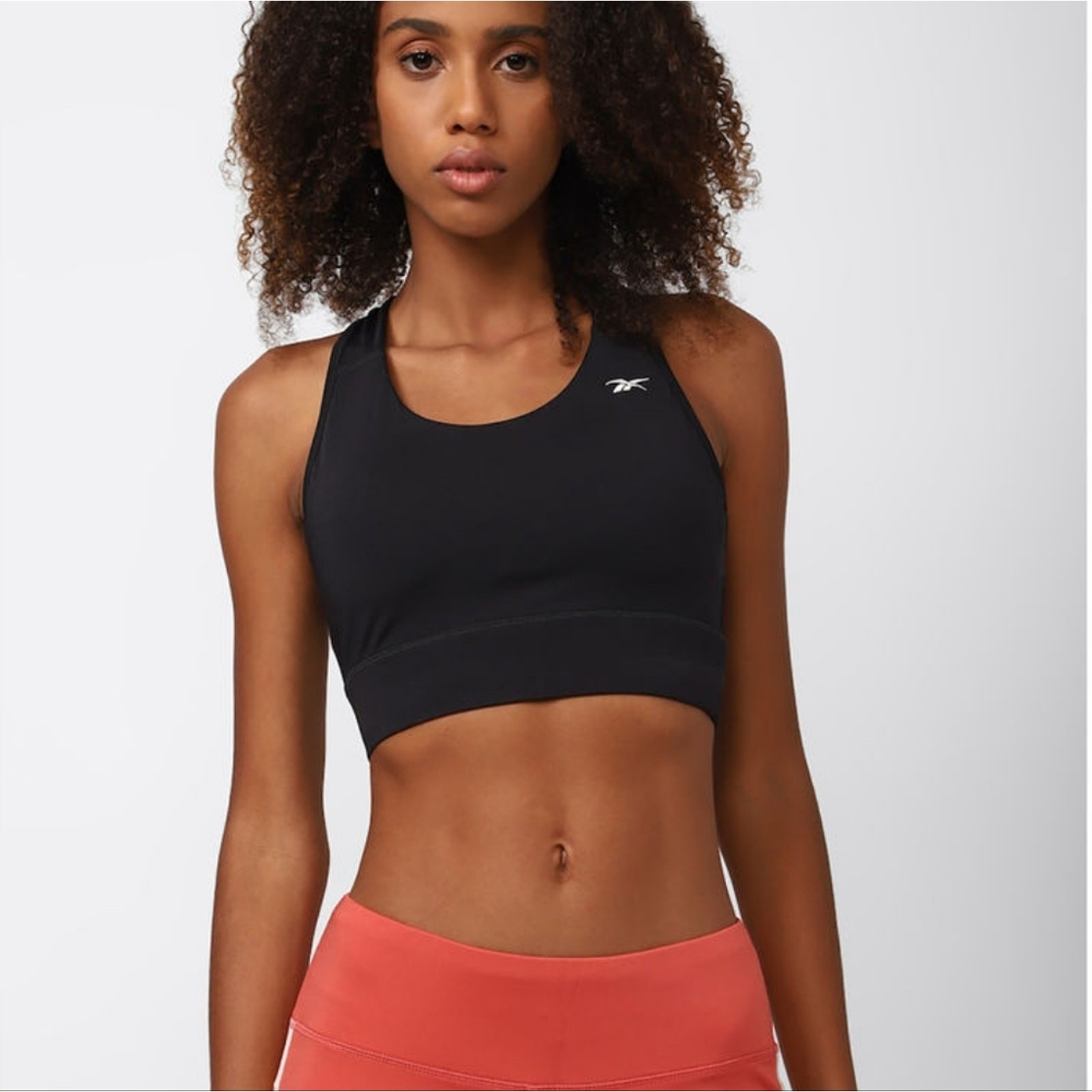 Reebok Sports Bra Womens Small Black Athletic Activewear Workout Stretch Yoga