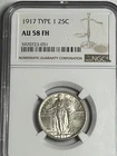 1917 Type 1 Standing Liberty Quarter : NGC AU58FH  FULL HEAD
