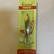 Nos Mooselock Wooblers 1/4oz Medium Gold Color Spinning Trolling Spoon Original