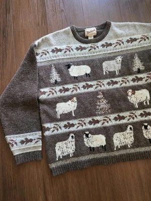 Womens 1990s Woolrich Sweater Womens LARGE XL Sheep Novelty Cottagecore - Image 1 of 4