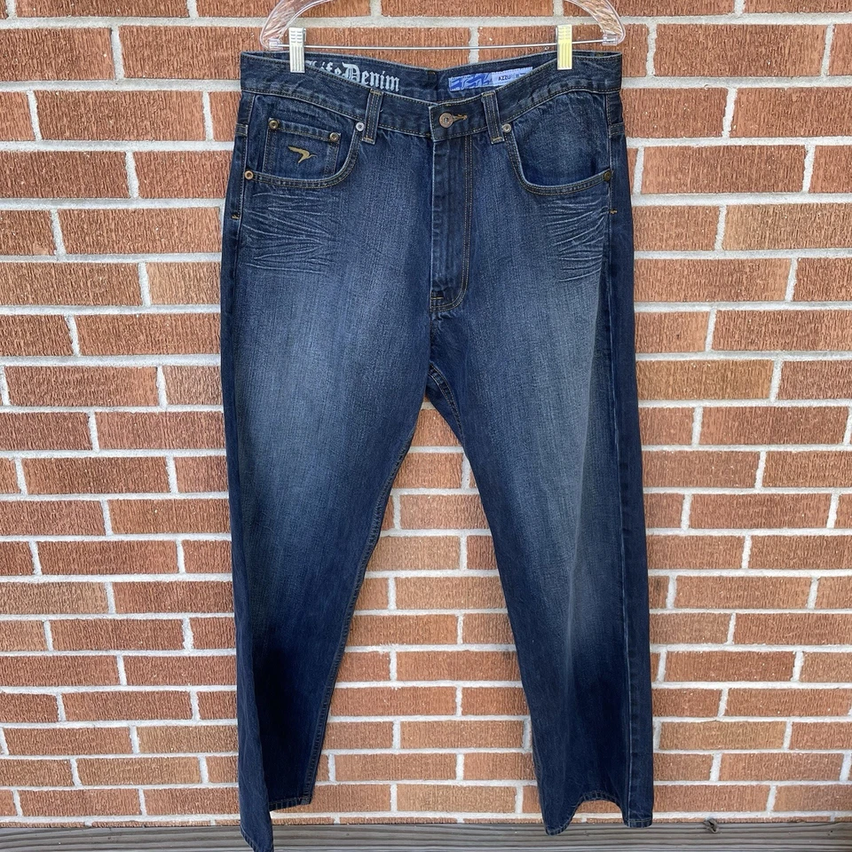 Jeans holgados vintage Y2k Azzure para hombre 36x34 pierna ancha bolsillo arte patinador grunge Foto 2 de 4