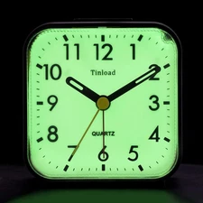 Small Battery Operated Analog Travel Alarm Clock Silent Non Ticking,Gentle Wa...