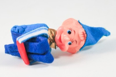 Delta Knee Hugger Elf ornament Red Metallic Small 5'' sitting Japan  VINTAGE