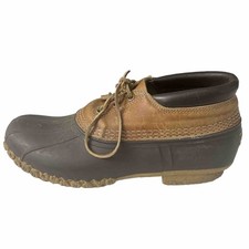 LL Bean Low Rubber Moc Duck Boots Shoes Brown Lace Up Outdoors Mens Size 9 M