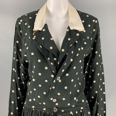 COMME des GARCONS Size S Black White Rayon Polka Dot Long Sleeve