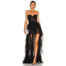 NWT For Love & Lemons X Revolve Bustier Gown Tulle Lace Black Formal Size XS