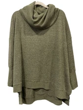 C&C California Sweater Plus Size 3X Cowl Neck High Low Pullover Green Relaxed