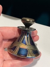 Isle  of Wight Iridescent Perfume Bottle - Dark Blue & Gold-Ribbon Design
