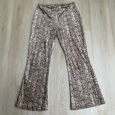 Rag & Bone Snake Skin Python Animal Print High Rise Flare Pants Size Small