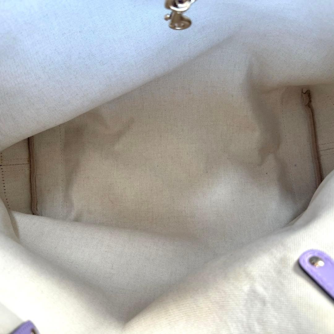 GUCCI GG Canvas Leather Tote Bag Purple with Pouch, Used, Slight Wear thumbnail 3