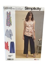 Simplicity Sewing Pattern Misses Size 6-14 S8848 Wrap Dress Top Pants Uncut FF
