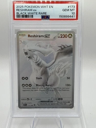 Reshiram EX #173/086 Black White Rare Pokemon White Flare PSA 10 Gem Mint💎