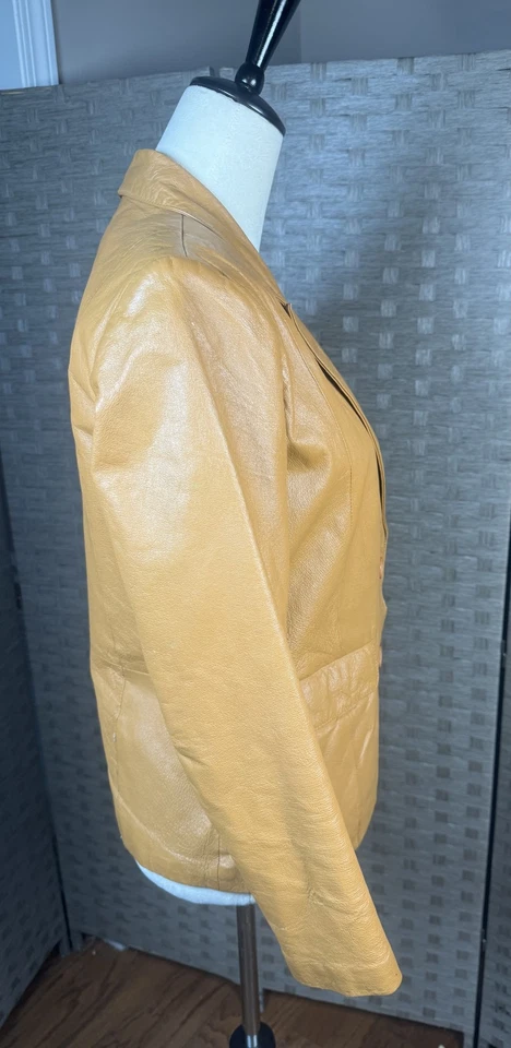 Bagatelle Blazer 女式 6 皮革夹克经典双纽扣内衬口袋 — 第 3/4 张图片