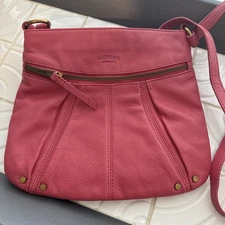 American Leather Co. Leather Cypress Crossbody French Rose 10.5 x 8.5 in 