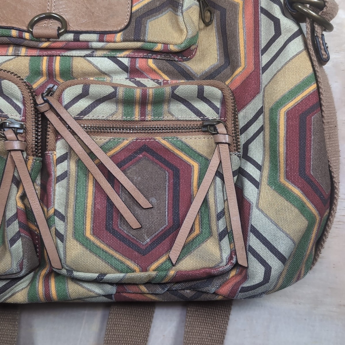 Hayden Harnett Brooklyn NYC Backpack Bag Geometric Pattern 