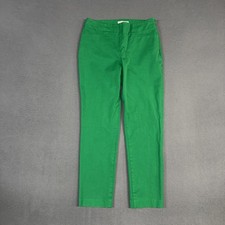 Talbots Pants Women  s 6 Forest Green Straight Side Zip Flat Front Cotton Twill