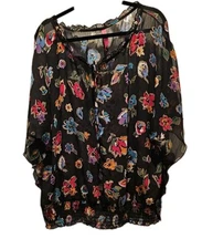 Pure Energy Sheer Floral Short Sleeved Blouse  3X