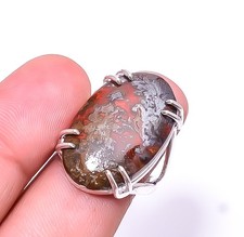 Natural Seam Agate Solitaire 925 Sterling Silver Ring s.8 R59, Christmas Gift