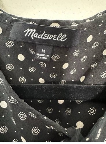 Madewell Size Medium Black White Flutter Sleeve Tie Neck Petalplay Romper - Picture 5 of 9