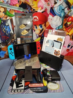 Nintendo Switch Original Handheld Console Black 32GB Charger/Dock/HDMI/Skin/Read