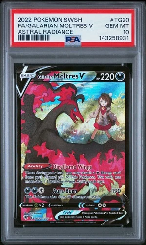 Galarian Moltres V TG20/TG30 Swsh10: Astral Radiance Trainer Gallery Holo PSA 10
