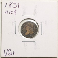 1831 H10C Capped Bust Half Dime in VG+ Condition #6065