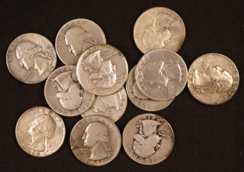 Lot of 12 - Silver Washington Quarters (1940-1964) - VG-AU - Nice Details-Lot #5