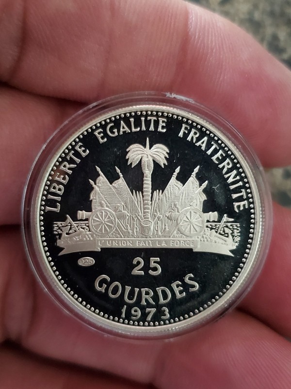 1973 silver proof haiti 25 gourdes