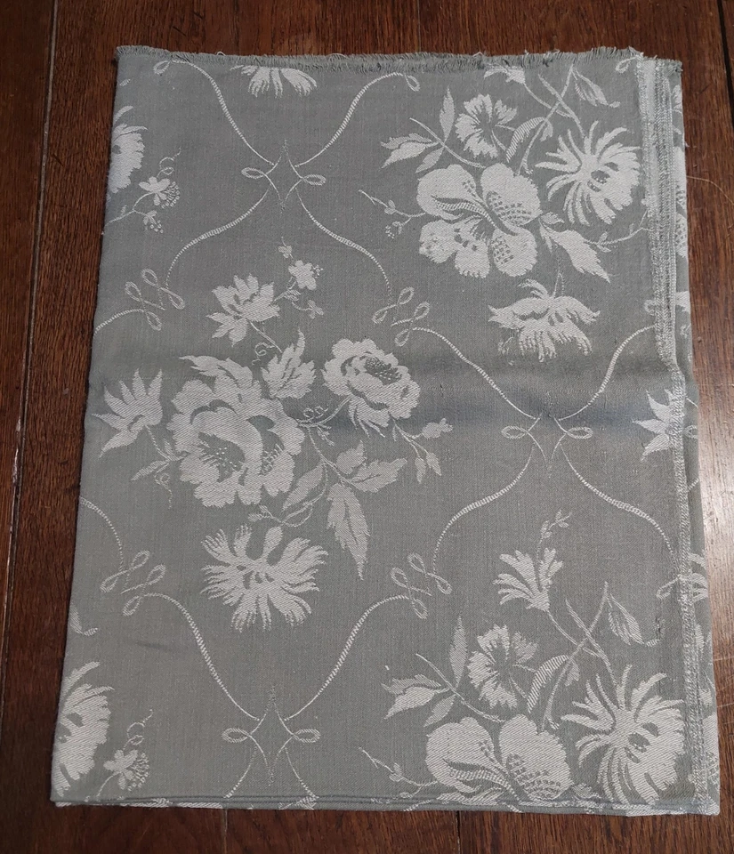 Coupon de tissu vintage toile à matelas coton damassé gris 95 X 150 cm - Photo 3/4