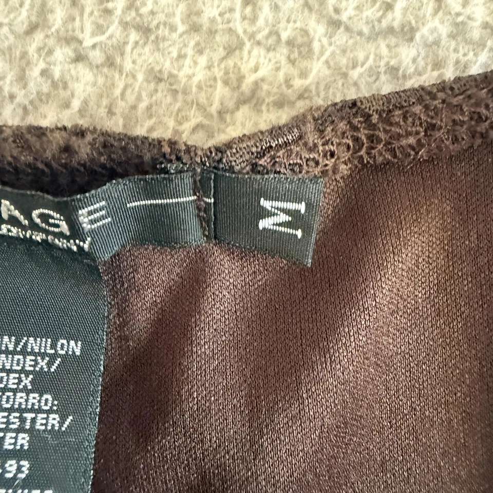 Y2K Rampage Top Medium Brown Lace Stretch Floral Brown Fairy Whimsigoth - Image 4 of 4