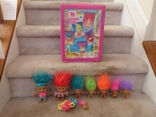 8 VINTAGE 1992 Ace Novelty TREASURE TROLLS Belly Gems Carrying Case Outfits