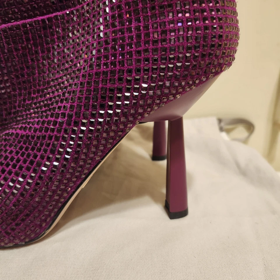 全新 Lola Cruz Koilo 紫色水钻镶嵌皮革中筒靴 9/39 $385 — 第 3/4 张图片