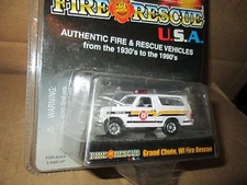 1980 WHITE FORD BRONCO GRAND CHUTE WI  fire & RESCUE Racing champions 1:64 