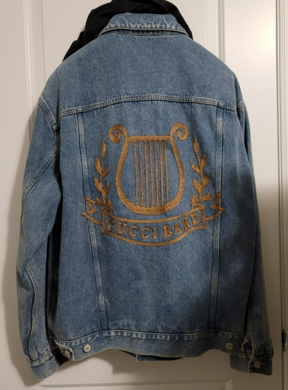 GUCCI  sz IT 48 US M Mens Gucci Band Harp Embroidered Denim Jacket RRP 3200