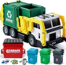 16" Large Garbage Truck Toys Realistic Trash Truck Toy w/Trash Can Lifter