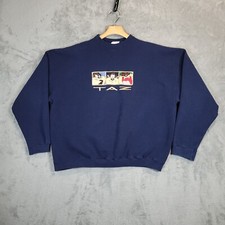 Vintage Looney Tunes Taz Sweatshirt Adult XL Blue Tasmanian Devil Embroidered 