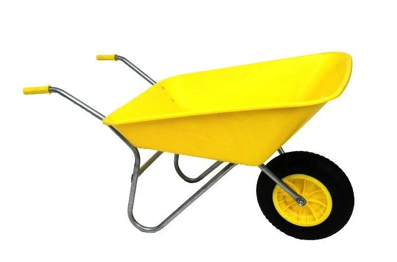 85L YELLOW PLASTIC WHEELBARROW WITH YELLOW PNEUMATIC WHEEL
