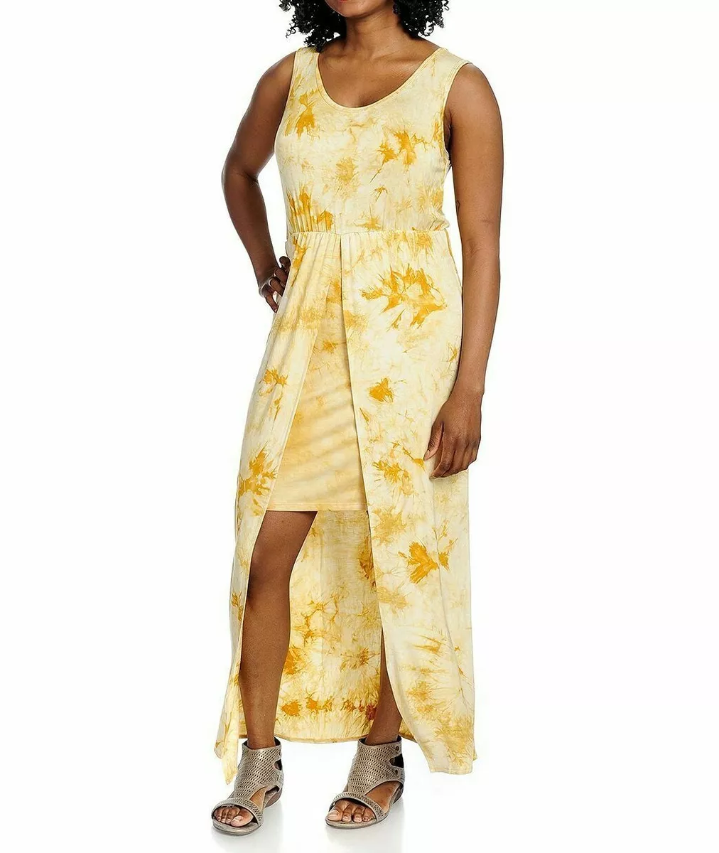 Kate u0026 Mallory Stretch Knit Tie-Dye Slit Front Overlay Maxi Dress Size S~2X  | eBay