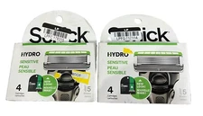 2 Packs SCHICK HYDRO SENSITIVE 4 Refill CARTRIDGES, 5 BLADES Each Cartridge