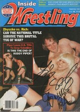 AM684  Larry Zbyszko Tommy Rich signed Vintage Wrestling Magazine w/COA
